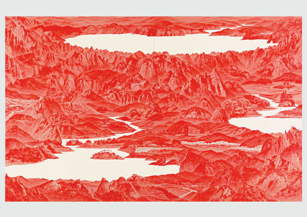 Sea Hyun Lee, Between Red33, 2008, Öl auf Leinwand, 2-teilig, je 250 × 200 cm - © Foto: Sigg Collection, Mauensee © The artist