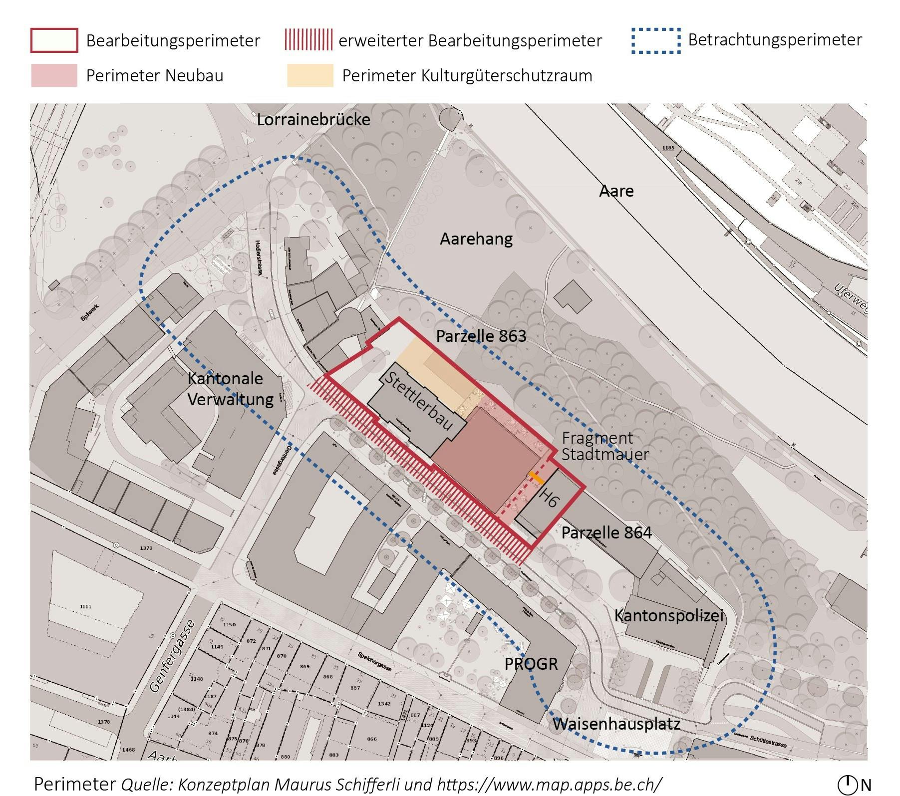 Konzeptplan Planungsperimeter «Zukunft Kunstmuseum Bern»