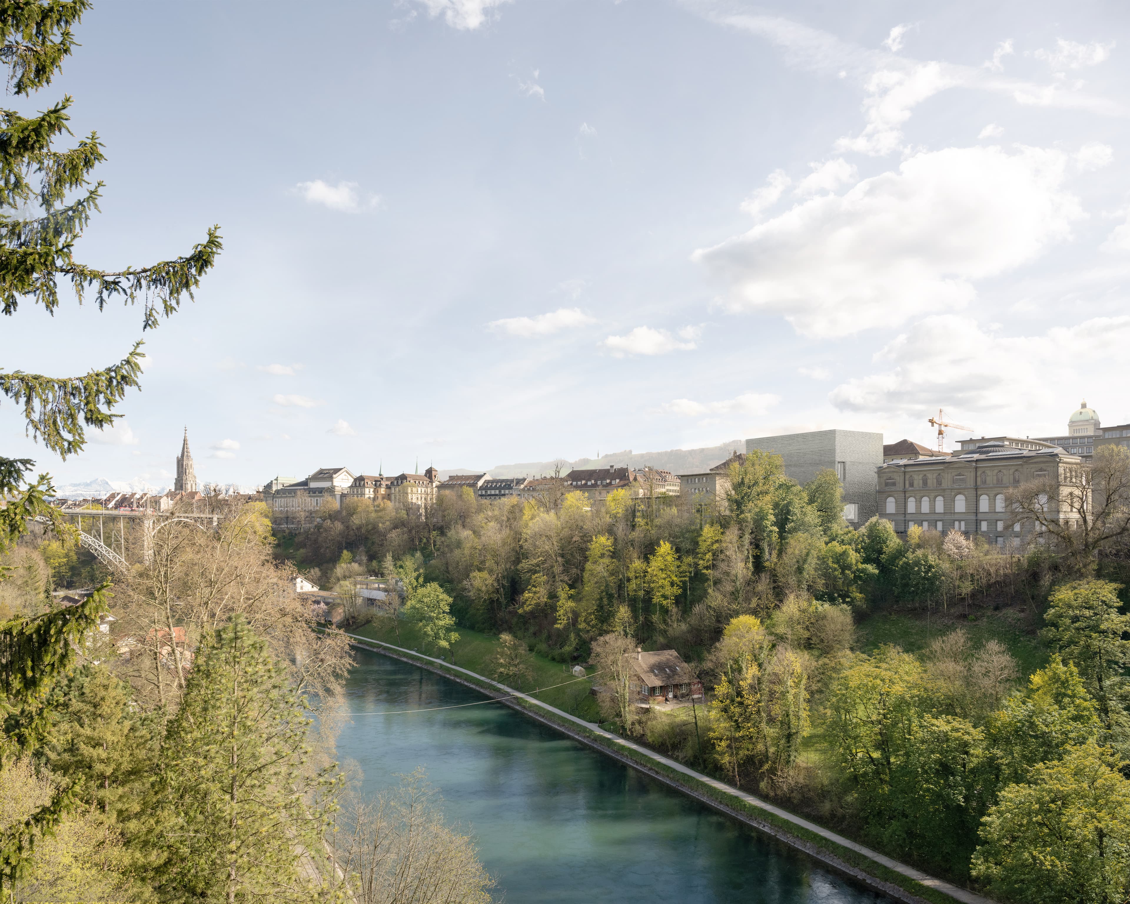 Rendering, Siegerprojekt «Eiger», Blick von der Lorrainebrücke