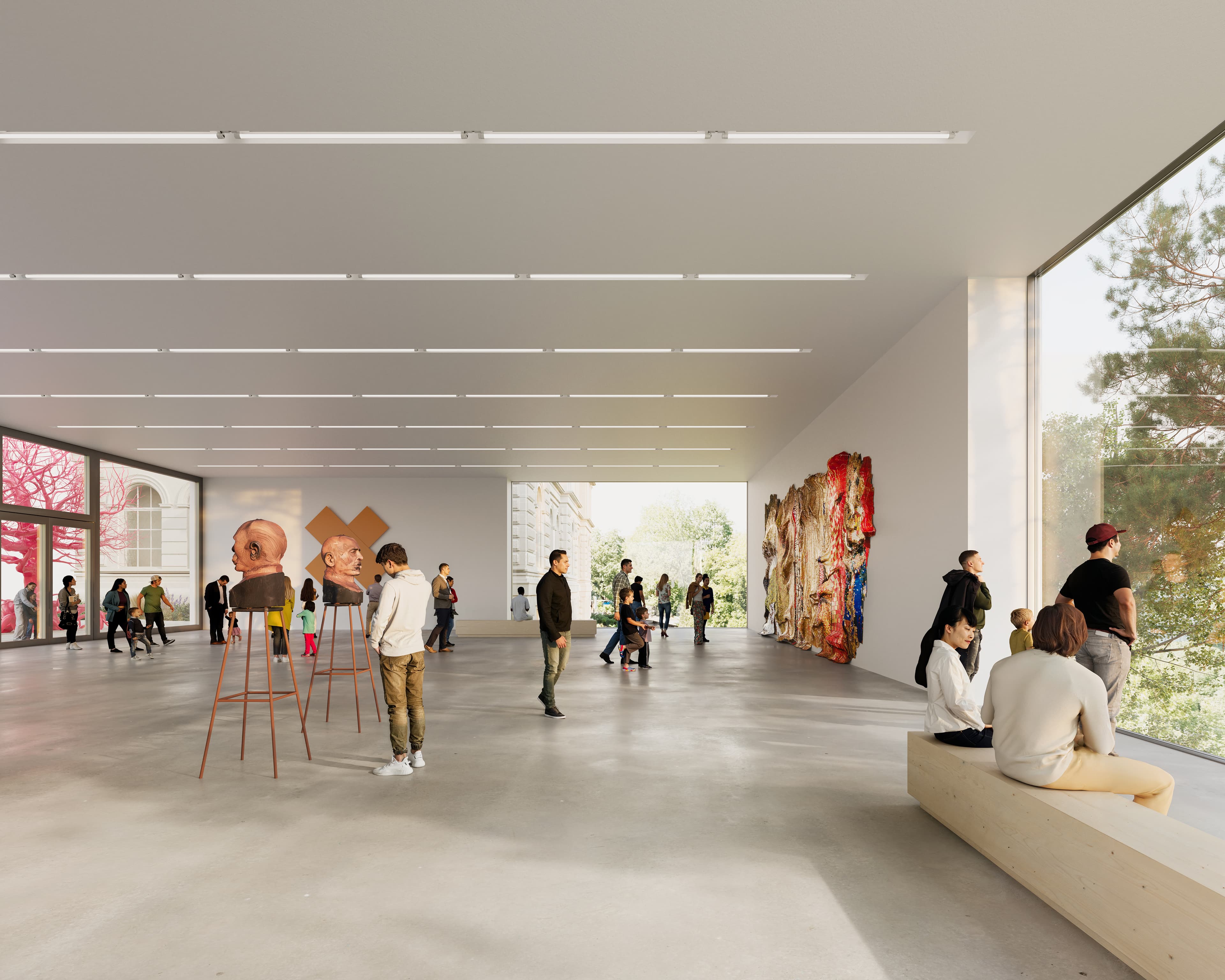 Rendering Siegerprojekt «Eiger»: Foyer im Erdgeschoss / Visualisierung: Studio Blomen, Zürich