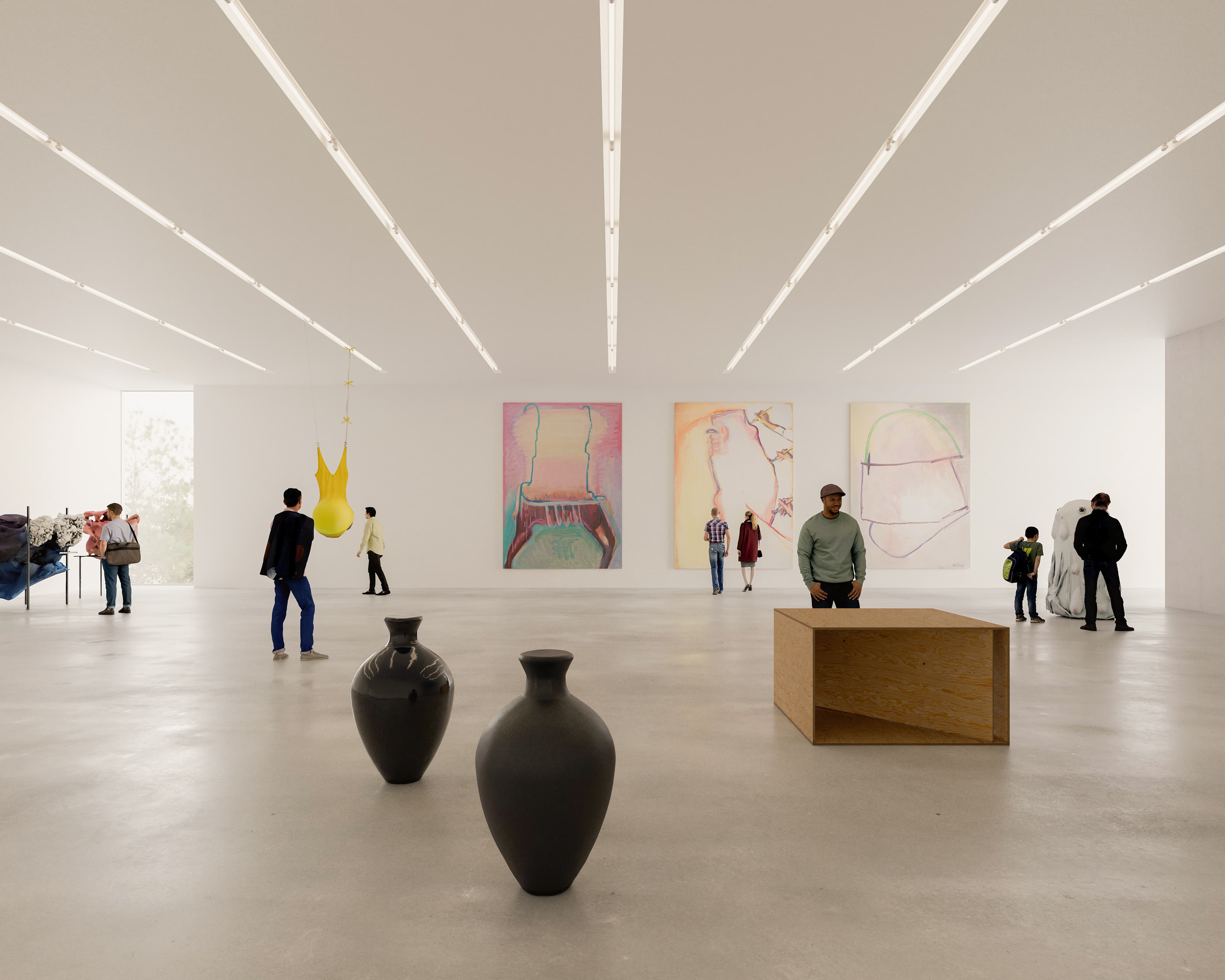 Rendering Siegerprojekt «Eiger»: Ausstellungsraum im 1. Obergeschoss / Visualisierung: Studio Blomen, Zürich