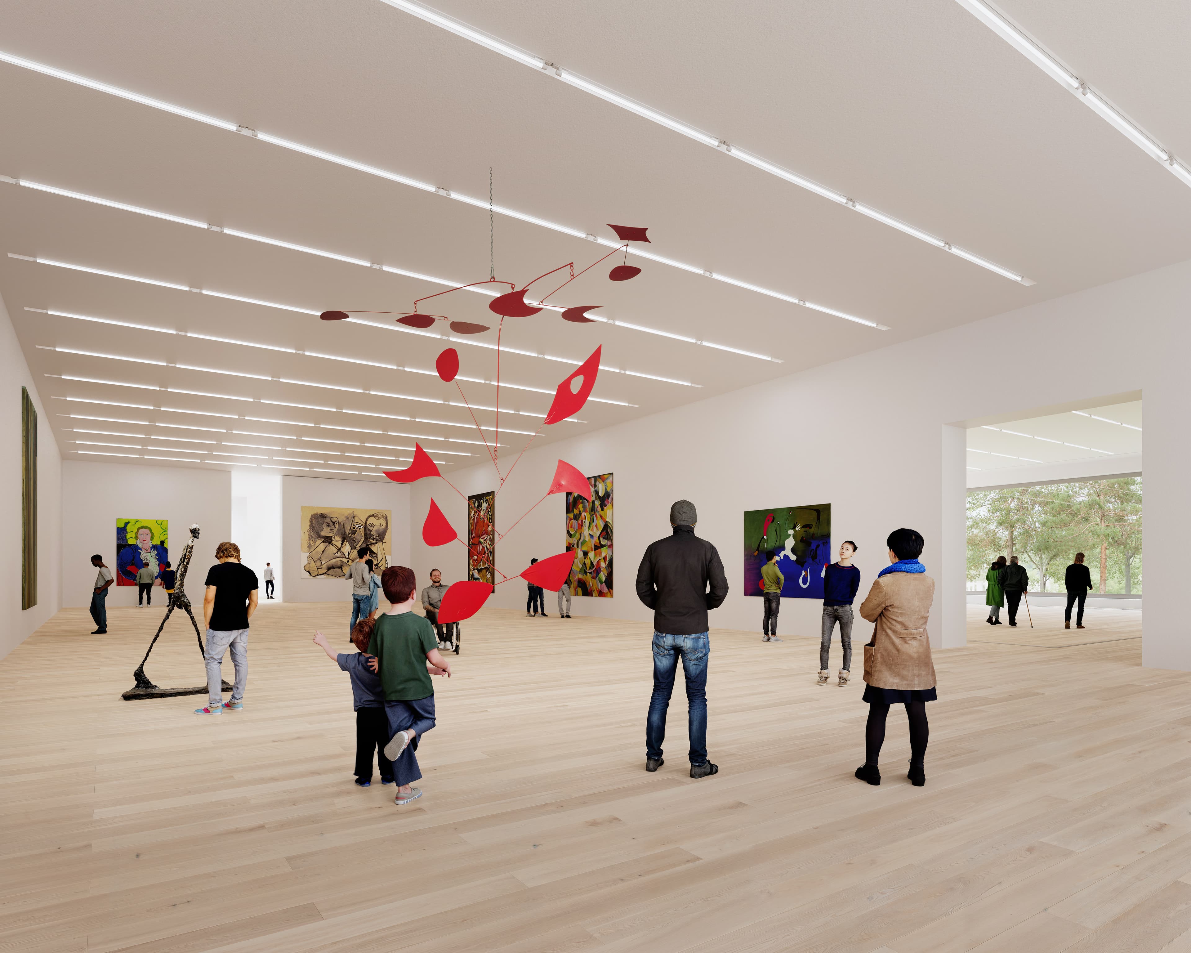 Rendering Siegerprojekt «Eiger», Ausstellungsraum im Untergeschoss